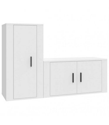 vidaXL 2 Piece TV Cabinet Set White Engineered Wood