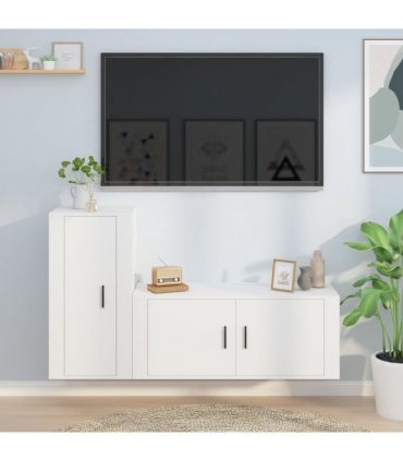 vidaXL 2 Piece TV Cabinet Set White Engineered Wood