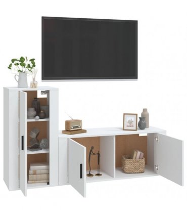vidaXL 2 Piece TV Cabinet Set White Engineered Wood