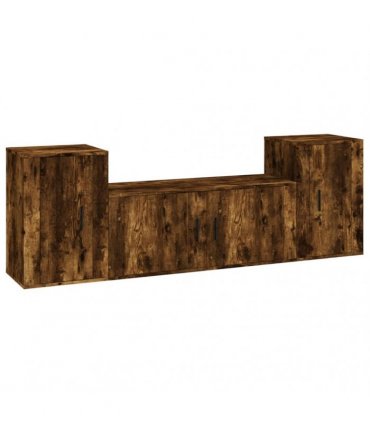 vidaXL 3 Piece TV Cabinet Set Smoked Oak Engineered Wood