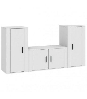 vidaXL 3 Piece TV Cabinet Set White Engineered Wood
