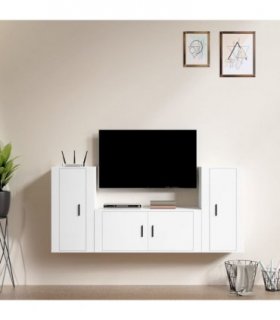 vidaXL 3 Piece TV Cabinet Set White Engineered Wood