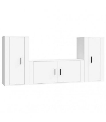 vidaXL 3 Piece TV Cabinet Set White Engineered Wood