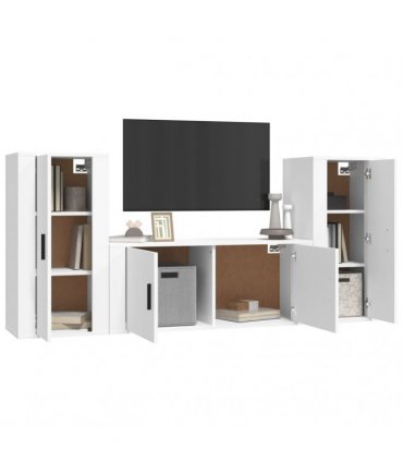 vidaXL 3 Piece TV Cabinet Set White Engineered Wood