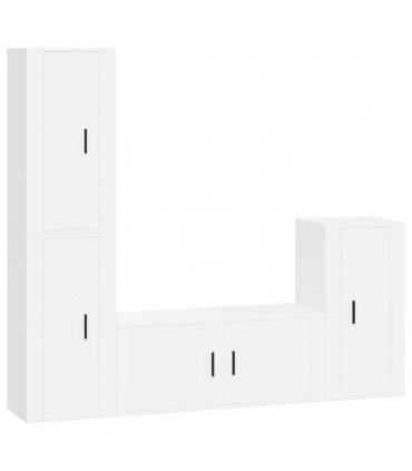 vidaXL 4 Piece TV Cabinet Set White Engineered Wood