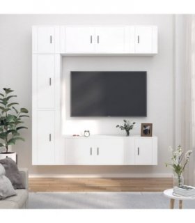 vidaXL 7 Piece TV Cabinet Set White Engineered Wood