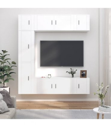 vidaXL 7 Piece TV Cabinet Set White Engineered Wood