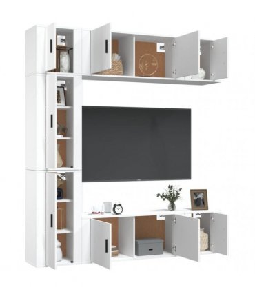 vidaXL 7 Piece TV Cabinet Set White Engineered Wood