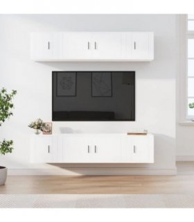 vidaXL 6 Piece TV Cabinet Set White Engineered Wood