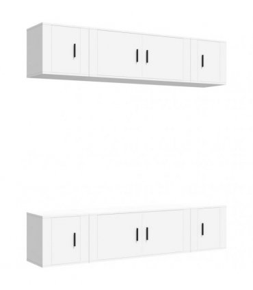vidaXL 6 Piece TV Cabinet Set White Engineered Wood