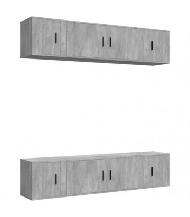 vidaXL 6 Piece TV Cabinet Set Concrete Grey Engineered Wood