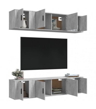vidaXL 6 Piece TV Cabinet Set Concrete Grey Engineered Wood