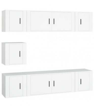 vidaXL 7 Piece TV Cabinet Set White Engineered Wood