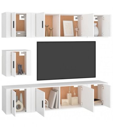 vidaXL 7 Piece TV Cabinet Set White Engineered Wood