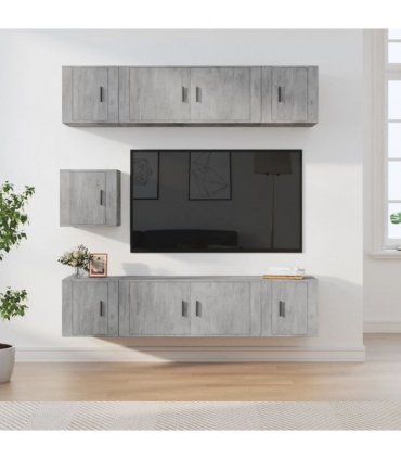 vidaXL 7 Piece TV Cabinet Set Concrete Grey Engineered Wood