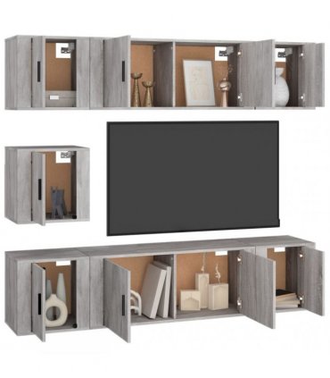 vidaXL 7 Piece TV Cabinet Set Concrete Grey Engineered Wood