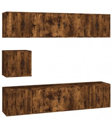 vidaXL 7 Piece TV Cabinet Set Smoked Oak Engineered Wood