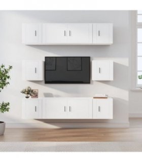 vidaXL 8 Piece TV Cabinet Set White Engineered Wood