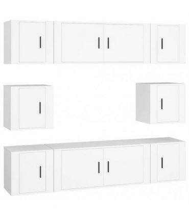 vidaXL 8 Piece TV Cabinet Set White Engineered Wood