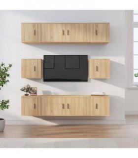 vidaXL 8 Piece TV Cabinet Set Sonoma Oak Engineered Wood