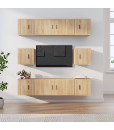 vidaXL 8 Piece TV Cabinet Set Sonoma Oak Engineered Wood