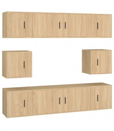 vidaXL 8 Piece TV Cabinet Set Sonoma Oak Engineered Wood
