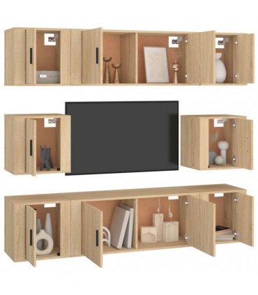 vidaXL 8 Piece TV Cabinet Set Sonoma Oak Engineered Wood