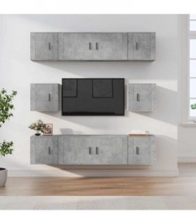 vidaXL 8 Piece TV Cabinet Set Concrete Grey Engineered Wood