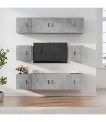 vidaXL 8 Piece TV Cabinet Set Concrete Grey Engineered Wood