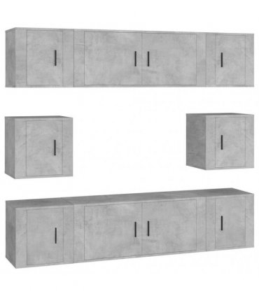 vidaXL 8 Piece TV Cabinet Set Concrete Grey Engineered Wood