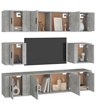 vidaXL 8 Piece TV Cabinet Set Concrete Grey Engineered Wood