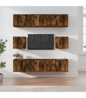vidaXL 8 Piece TV Cabinet Set Smoked Oak Engineered Wood