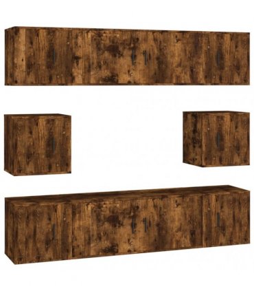 vidaXL 8 Piece TV Cabinet Set Smoked Oak Engineered Wood