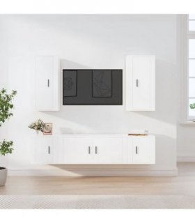 vidaXL 5 Piece TV Cabinet Set White Engineered Wood