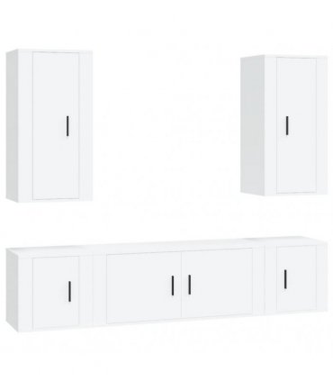 vidaXL 5 Piece TV Cabinet Set White Engineered Wood