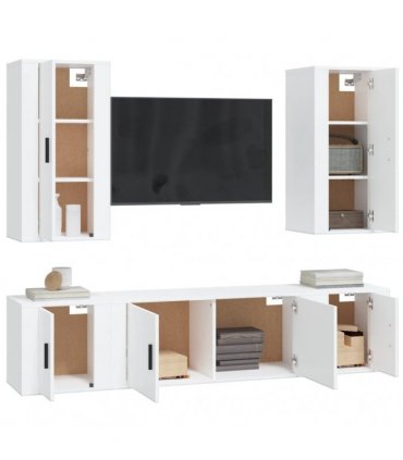 vidaXL 5 Piece TV Cabinet Set White Engineered Wood