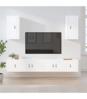 vidaXL 6 Piece TV Cabinet Set White Engineered Wood