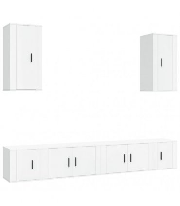 vidaXL 6 Piece TV Cabinet Set White Engineered Wood