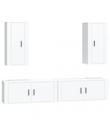 vidaXL 4 Piece TV Cabinet Set White Engineered Wood