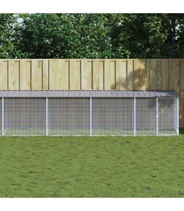 vidaXL Chicken Cage with Roof Light Grey 1003x98x90cm Galvanised Steel