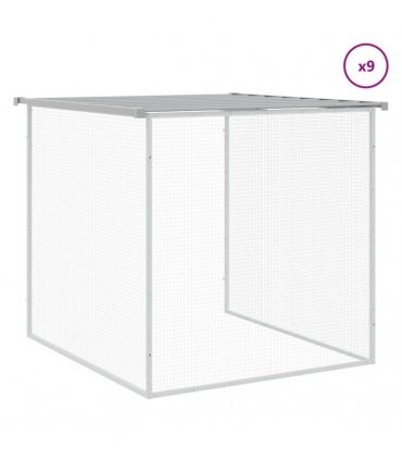 vidaXL Chicken Cage with Roof Light Grey 1003x98x90cm Galvanised Steel