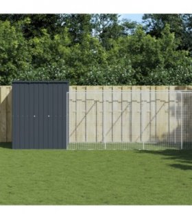 vidaXL Dog House with Run Anthracite 165x1271x181 cm Galvanised Steel