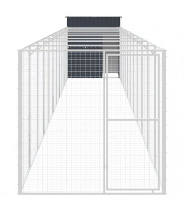 vidaXL Dog House with Run Anthracite 165x1271x181 cm Galvanised Steel