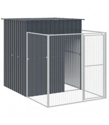 vidaXL Dog House with Run Anthracite 165x1271x181 cm Galvanised Steel