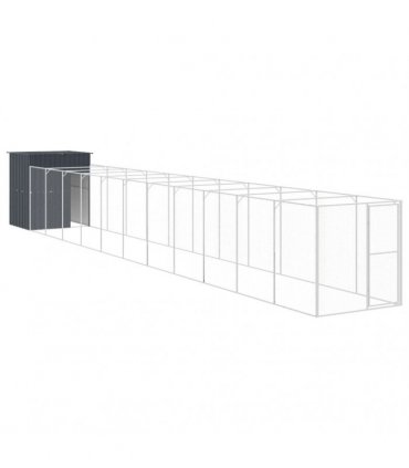 vidaXL Dog House with Run Anthracite 165x1271x181 cm Galvanised Steel