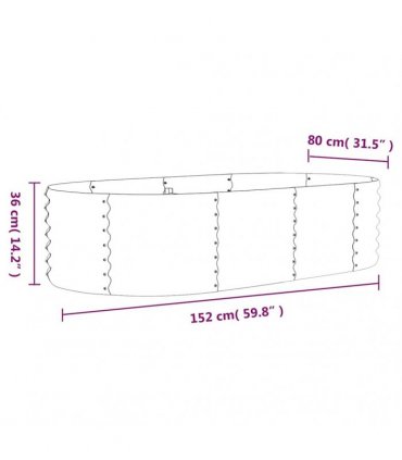 vidaXL Garden Raised Bed Galvanised Steel 152x80x36 cm Grey