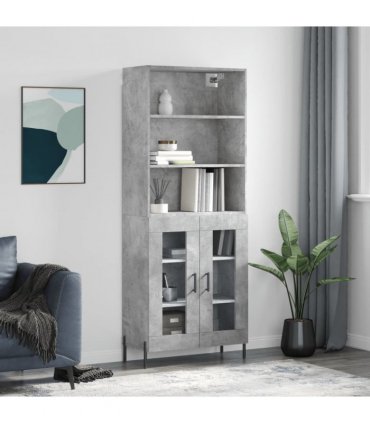 vidaXL Highboard Concrete Grey 69,5x34x180 cm Engineered Wood