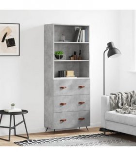 vidaXL Highboard Concrete Grey 69,5x34x180 cm Engineered Wood