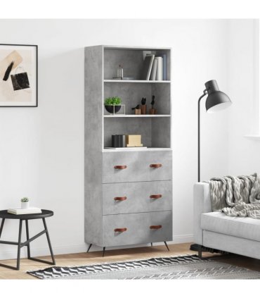 vidaXL Highboard Concrete Grey 69,5x34x180 cm Engineered Wood