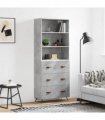 vidaXL Highboard Concrete Grey 69,5x34x180 cm Engineered Wood